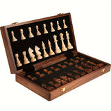 Houten schaakspel | Schaakbord met schaakstukken | opvouwbaar & draagbaar | RoyalBrett