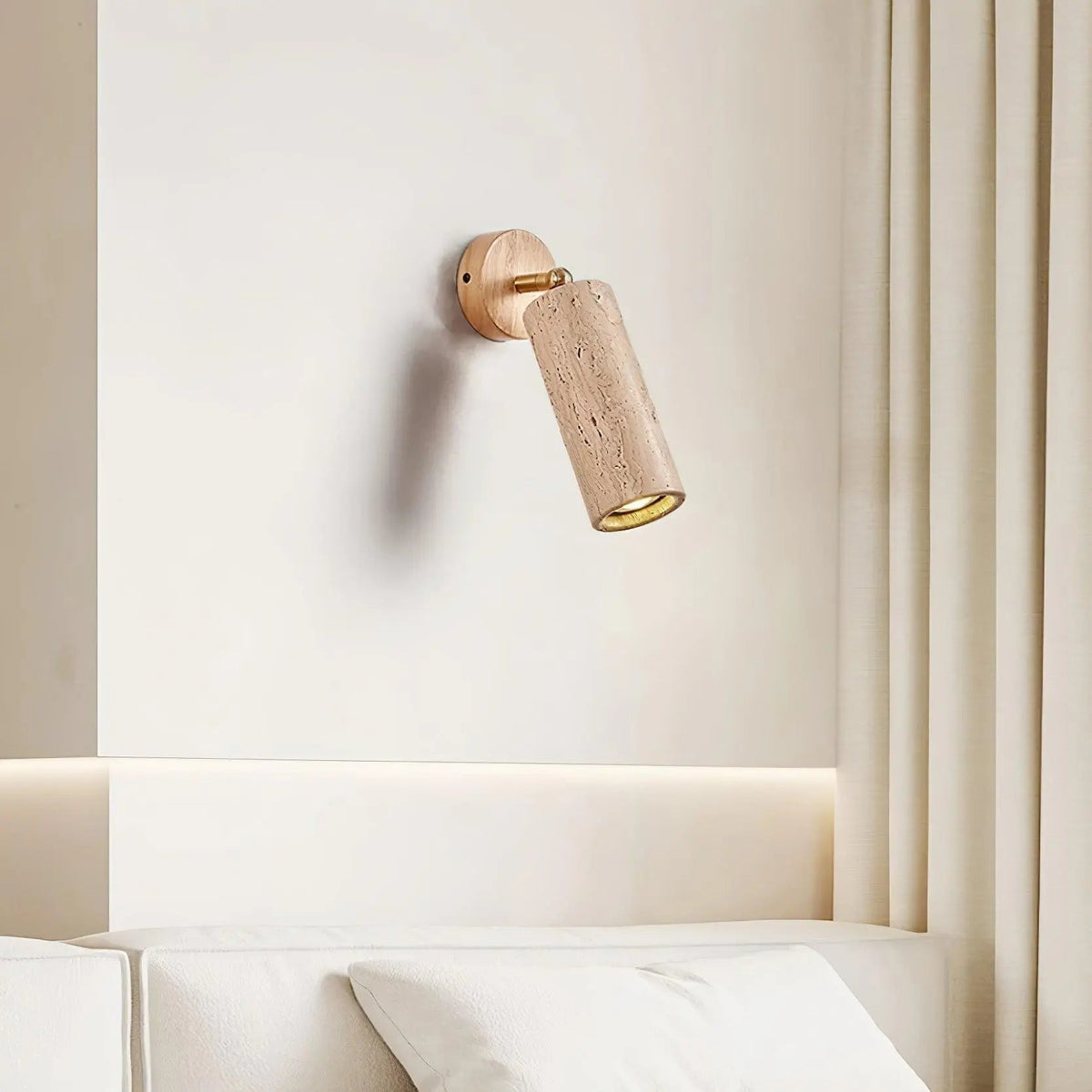 Lâit Wandlamp – Luxe Design met Houten en Travertijnen Details
