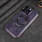 Lederhuls met onzichtbare standaard voor de iPhone