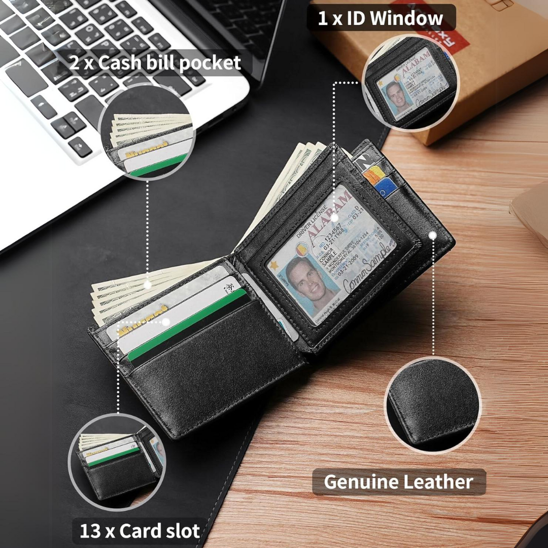 Heren Portemonnee - Echt Leer RFID Bifold | StitchCraft
