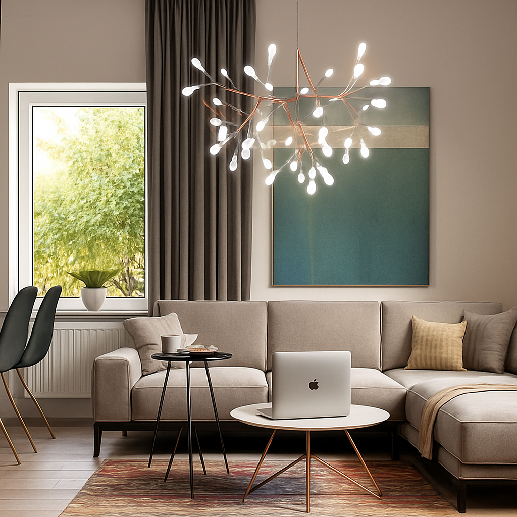 Hanglamp modern LED boom kleur koper of zwart Thuis