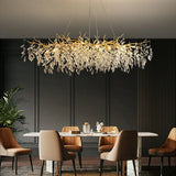 Exclusieve kroonluchter met kristallen bladeren – tak effect, moderne elegantie