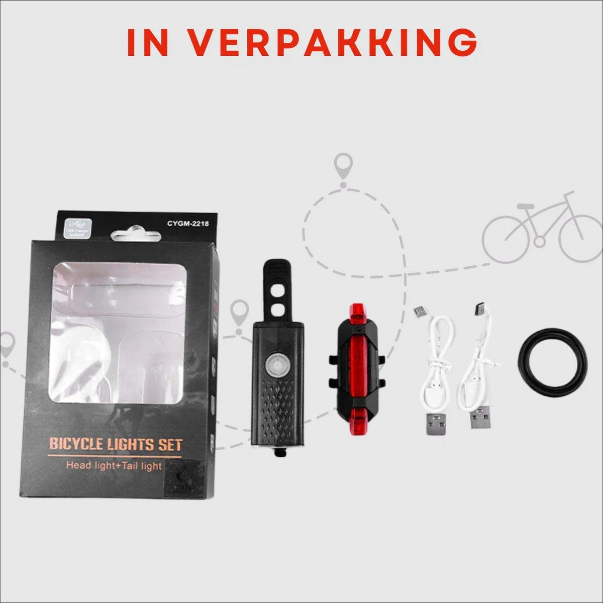 VoltBeam USB Fietslicht Set – Veiligheid en Gemak met Oplaadbare Batterijen