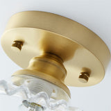 Geribbelde Glazen Bloem Plafondlamp – Vintage Elegantie met een Bloemige Touch