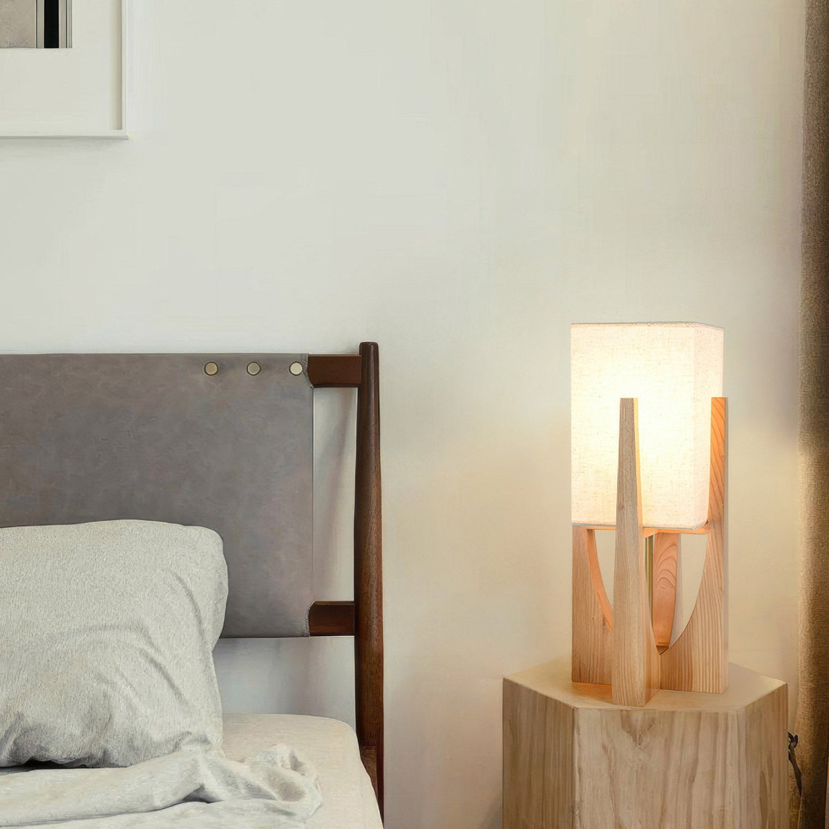 Walnotenhouten Vloerlamp | Minimalistisch & Sfeervol