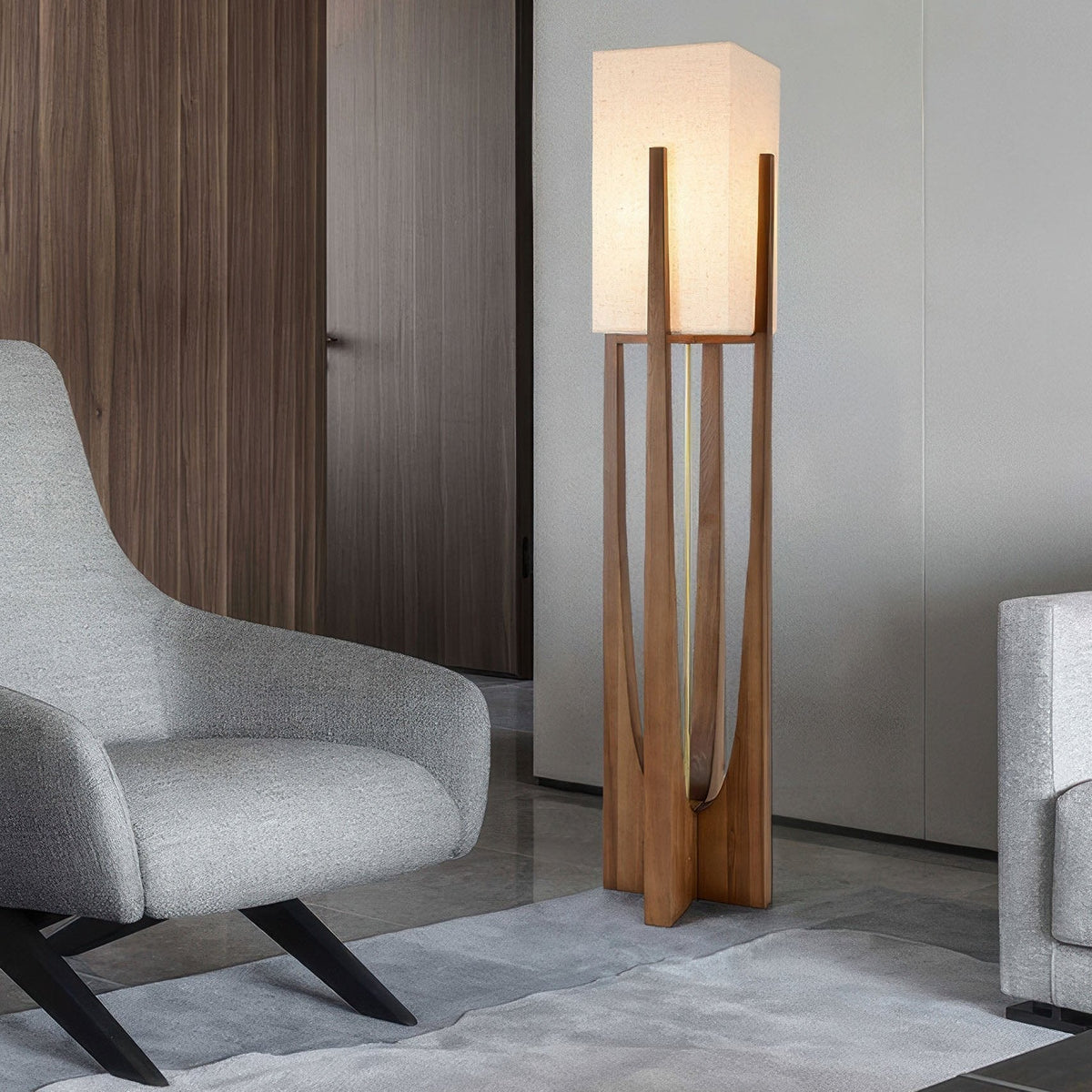 Walnotenhouten Vloerlamp | Minimalistisch & Sfeervol