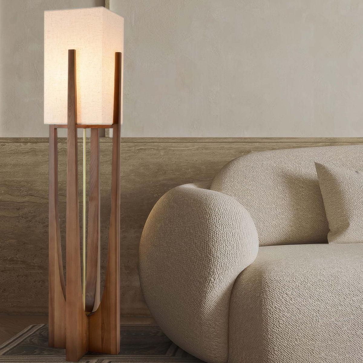 Walnotenhouten Vloerlamp | Minimalistisch & Sfeervol