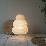 SabiGlow - Artistieke Wabi Sabi Rispapier Vloerlamp met verstelbaar statief