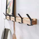 Wandkapstok - Verplaatsbare Haken - zwart - Hout en Aluminium