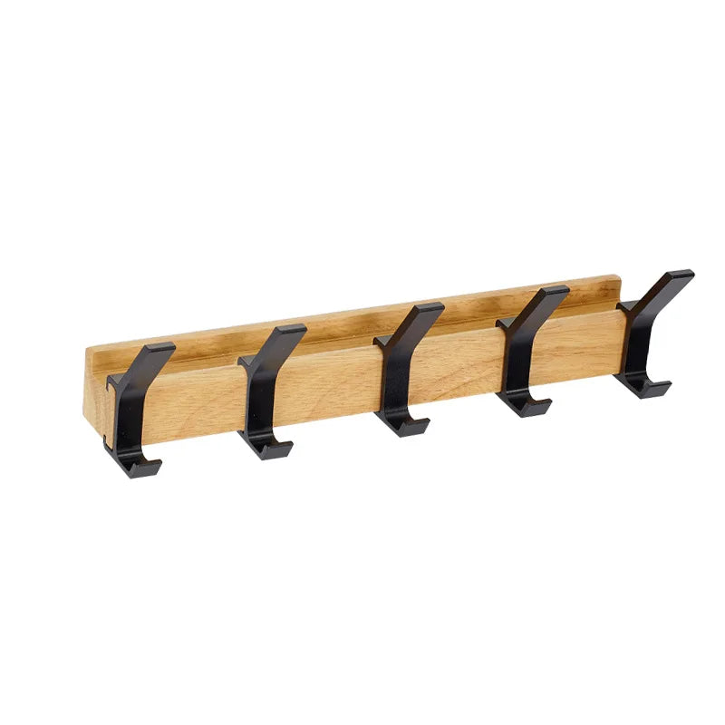 Wandkapstok - Verplaatsbare Haken - zwart - Hout en Aluminium