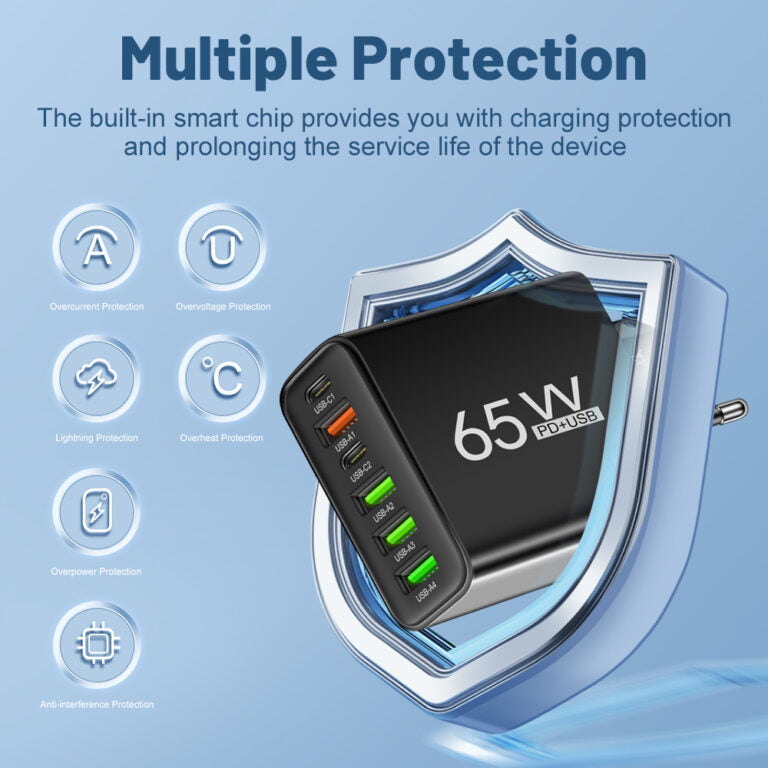 ChargePro Multi USB Oplader – Snel en Veilig voor Thuis en Onderweg