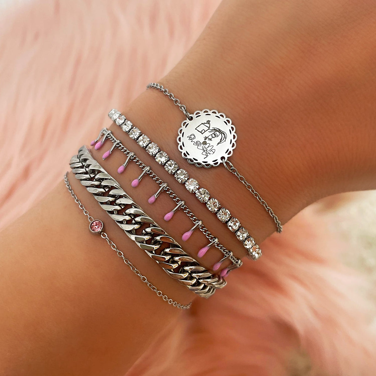Ronde Edelsteen-Geboortesteen-Armband