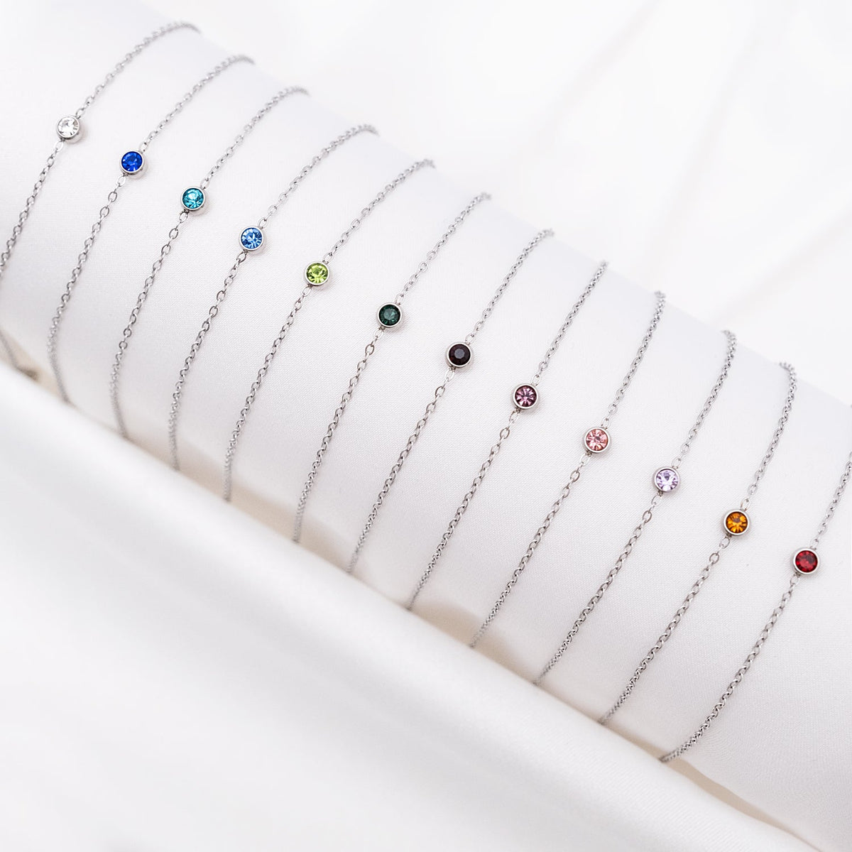 Ronde Edelsteen-Geboortesteen-Armband