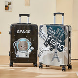 Luxe Graffiti Koffer met Ruimte-thema – 24 Inch Luchtvaartkoffer met Spinner Wielen en TSA-slot