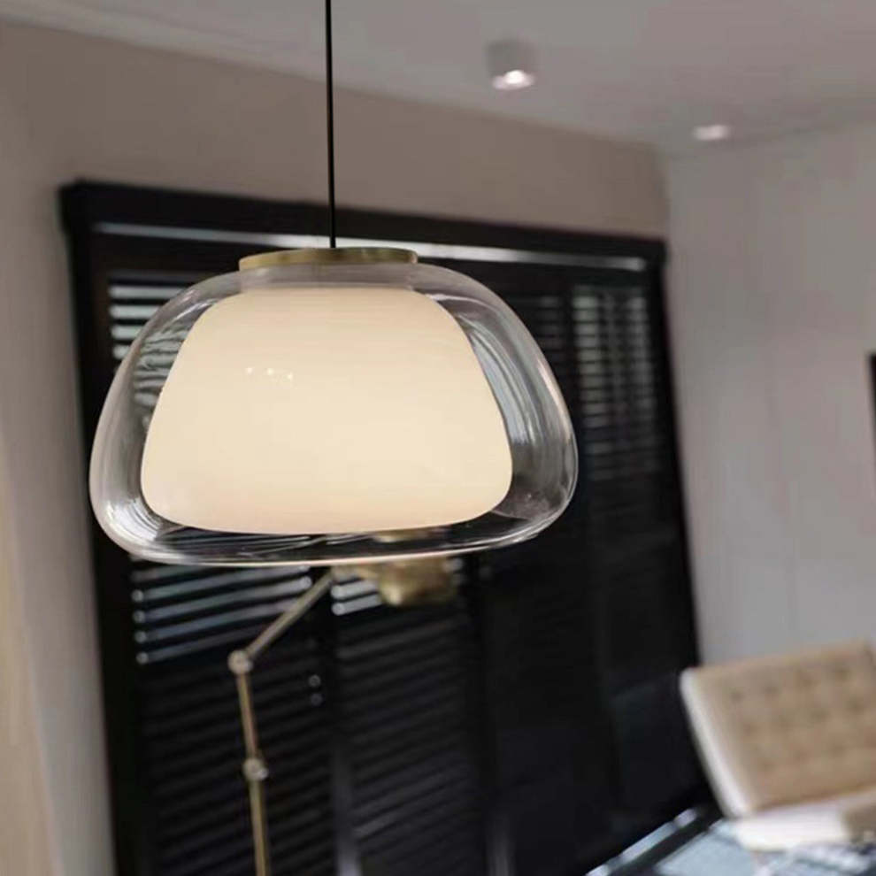 Moderne Jelly Hanglamp – Elegante Witte Glazen Kap met Verstelbare Daling