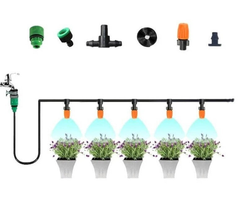 Sproeier Set Pro | Tijd- en Waterbesparend Irrigatie Systeem | Verstelbare Sproeikoppen | Geschikt voor Tuinen en Patios | Lengteopties: 5m, 10m, 15m of 20m | Makkelijk te Installeren