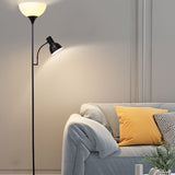 Minimalistische vloerlamp van ijzer met twee lichtbronnen in zwart of goud
