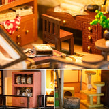 Miniatuur Villa 3D Puzzel Kit – Handgemaakt Model met LED Verlichting en Gedetailleerd Interieur