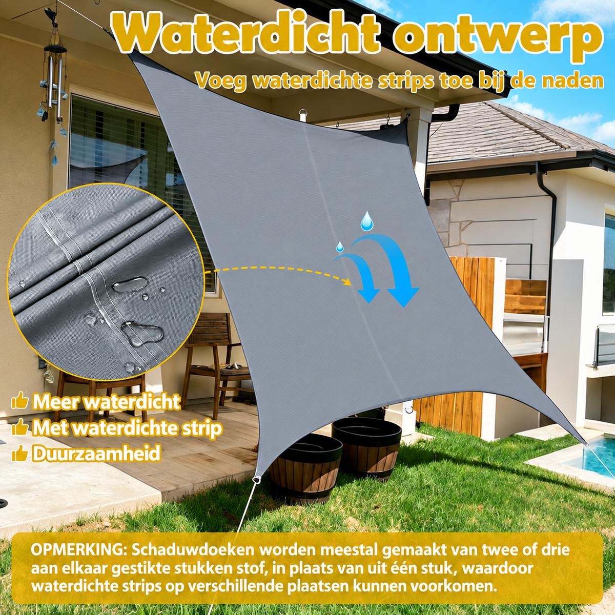 Rechthoekig Zonnescherm Waterdicht | Waterafstotende Buitentextiel | UV-Bescherming | SkyCover