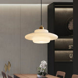 Melkwitte Glazen Hanglamp | Mid-Century Modern Design | Diameter Variaties | Verstelbare Ophanglengte | Glas en Messing | Geschikt voor 110V-120V | Elegant Statement Stuk voor Interieur