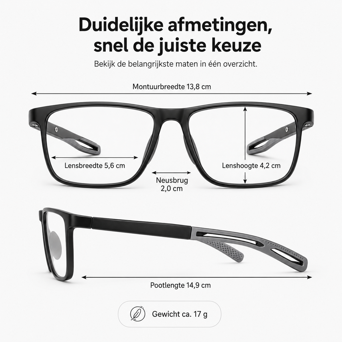 Ultr lichte multifocale leesbril voor dames en heren – hoogwaardige polycarbonaat – voor dichtbij en veraf – wandklok