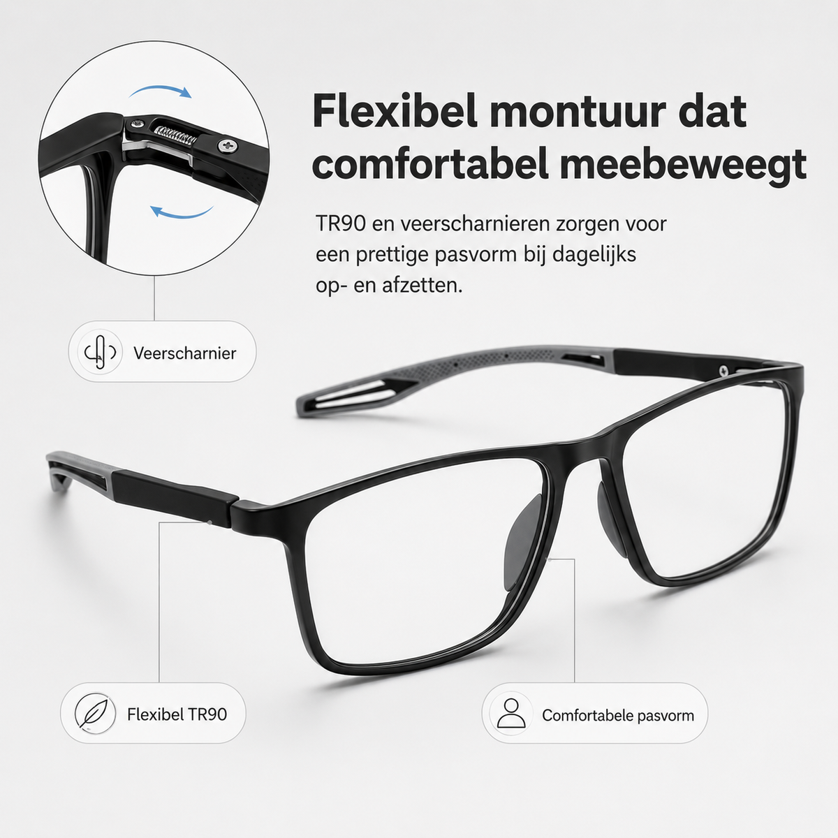 Ultr lichte multifocale leesbril voor dames en heren – hoogwaardige polycarbonaat – voor dichtbij en veraf – wandklok
