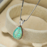 Minimalistische Druppel-Opal-Hanger-Halsketting – Selina