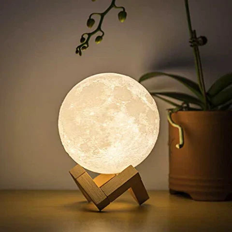 Magische Maanlamp - met Draadloze Touch Control en Houten Stand