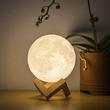 Magische Maanlamp - met Draadloze Touch Control en Houten Stand
