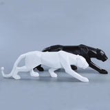 Zwart-Witte Panter Sculpturen - Modern Kunst Duo voor je Interieur