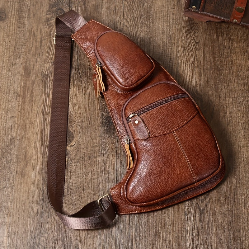 Vintage Classic Leren Slingtas – Compact en Duurzaam