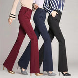 Slanke Uitlopende High Waist Broek – Mila