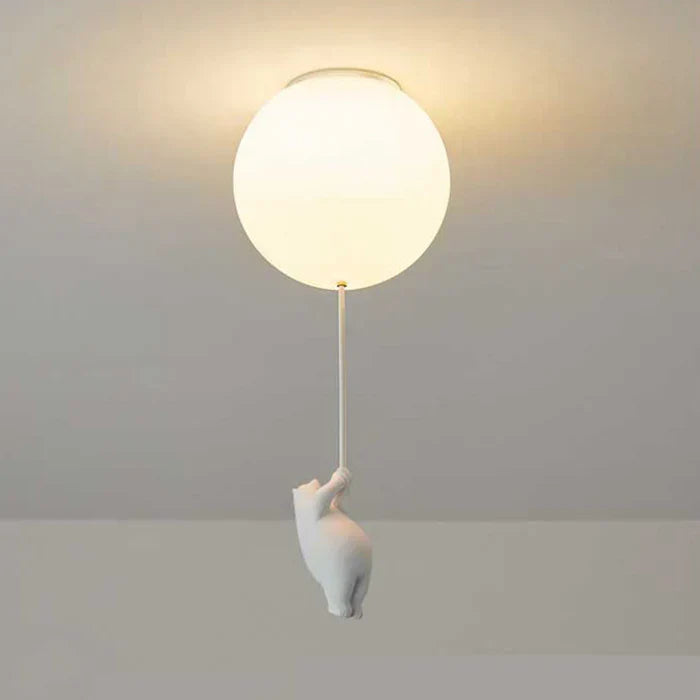 Kinderhanglamp | Beer en Ballon Design | CloudBear | Speels en Uniek Ontwerp | LED Verlichting | Hoogwaardig Kunststof en Metaal | Voor Kinderslaapkamers | 40 cm Diameter