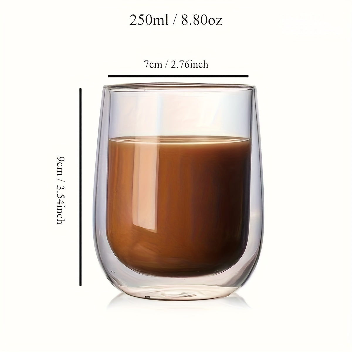 Set van 4 Dubbelwandige Glazen – 350ml Glas voor Warme en Koude Dranken
