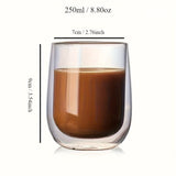 Set van 4 Dubbelwandige Glazen – 350ml Glas voor Warme en Koude Dranken