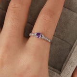 Minimalistische Amethist- & Zirkonia-ring – Nova