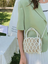 Vintage Franse Kralen Emmertas | Handtas | Zomeraccessoire met parelontwerp