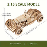 Vintage 3D Houten Auto Puzzel – Mechanisch Model met Tandwielen en Gedetailleerd Ontwerp