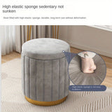Nordic Chic Opberg Ottoman – Stijlvolle Ronde Pouf met Opslag en Spiegelafwerking