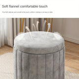 Nordic Chic Opberg Ottoman – Stijlvolle Ronde Pouf met Opslag en Spiegelafwerking