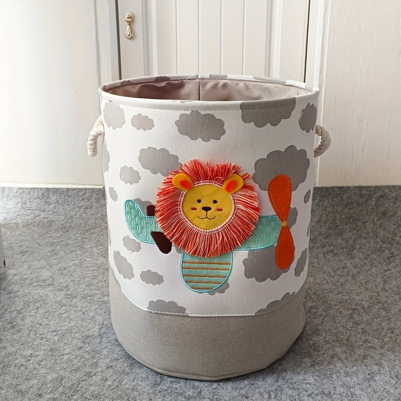 Opbergmand voor Speelgoed en Kleding – Cartoon Leeuw en Giraffe Design