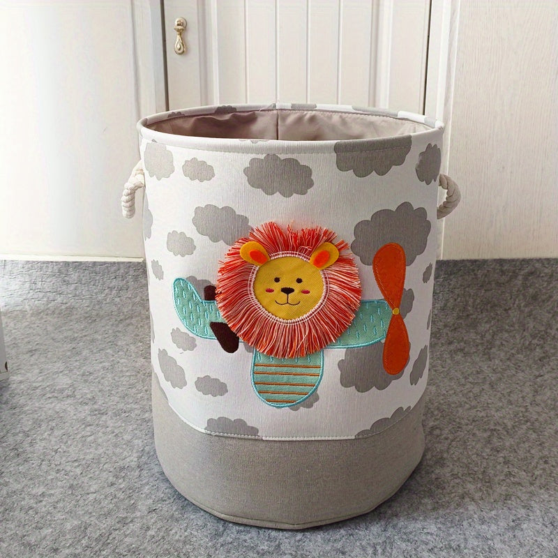 Opbergmand voor Speelgoed en Kleding – Cartoon Leeuw en Giraffe Design