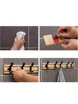 Nordic bamboe kapstok met haken | Kapstok | Minimalistische wandkapstok voor slaapkamer of hal
