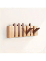 Rustieke houten kapstok in pianotoets-design | Kapstok | Opvouwbare wandplank met haken voor hal of gang