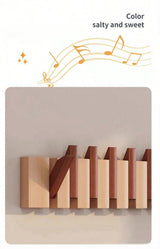 Rustieke houten kapstok in pianotoets-design | Kapstok | Opvouwbare wandplank met haken voor hal of gang