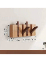 Rustieke houten kapstok in pianotoets-design | Kapstok | Opvouwbare wandplank met haken voor hal of gang