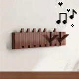 Rustieke houten kapstok in pianotoets-design | Kapstok | Opvouwbare wandplank met haken voor hal of gang
