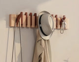 Rustieke houten kapstok in pianotoets-design | Kapstok | Opvouwbare wandplank met haken voor hal of gang