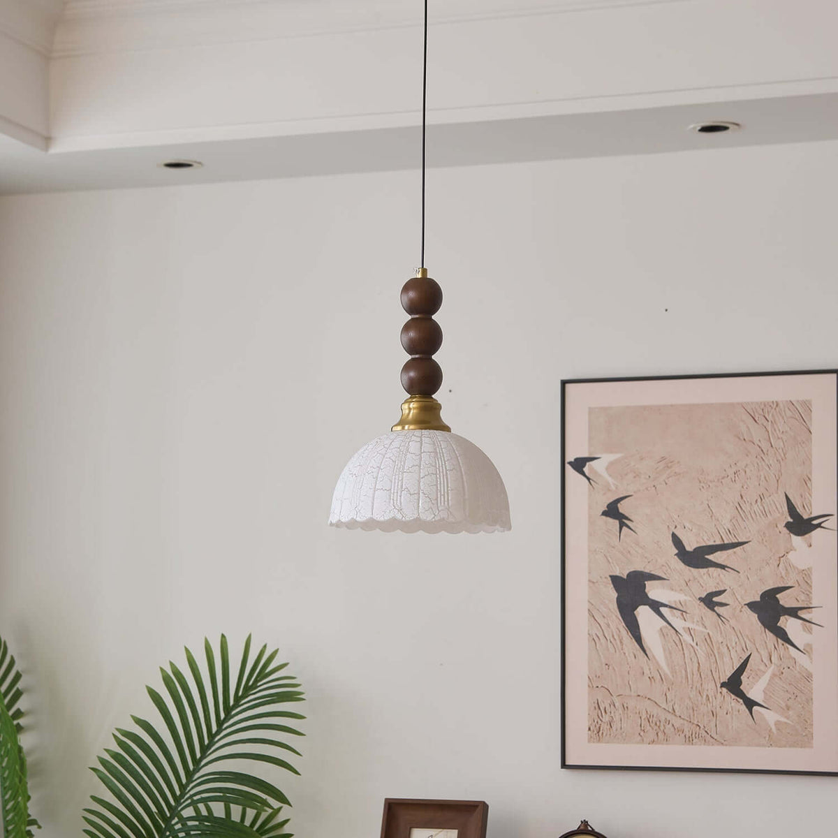 Hanglamp met Glas - Hout & Metaal