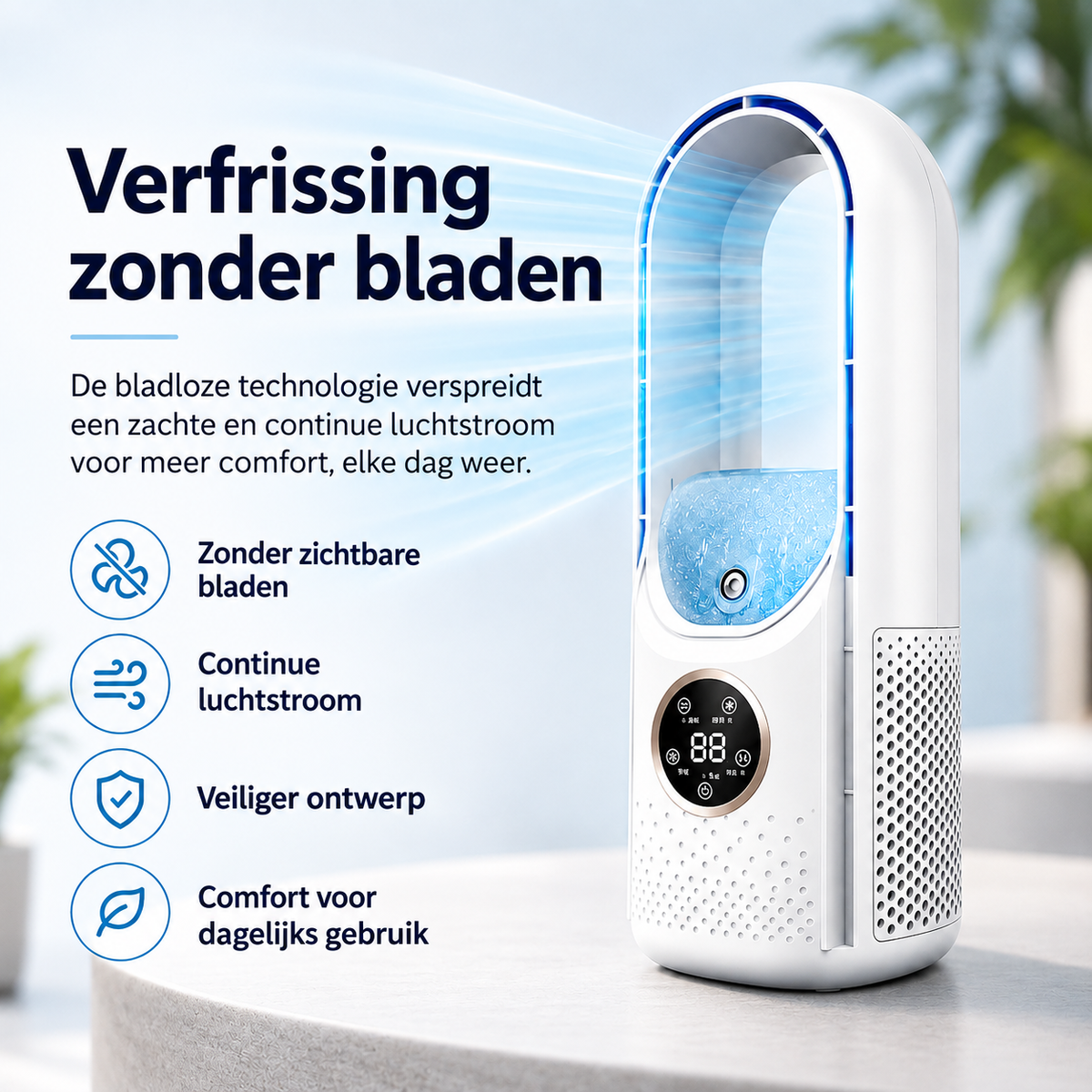 Draagbare luchtverfrisser – USB-voeding – 6 snelheden – Voor thuis, op kantoor en op reis